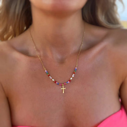 Cymone - 信仰の十字架ビーズネックレス