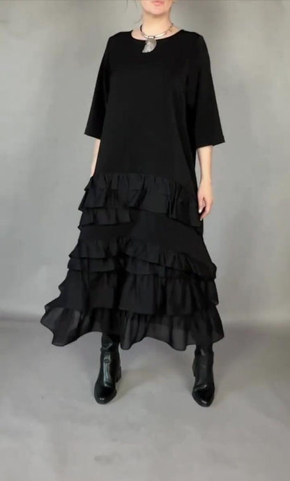 Elena - ソフトタッチ ティアードマキシワンピース