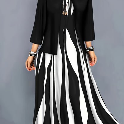 Zarabeth - スタイリッシュカジュアルミディドレス