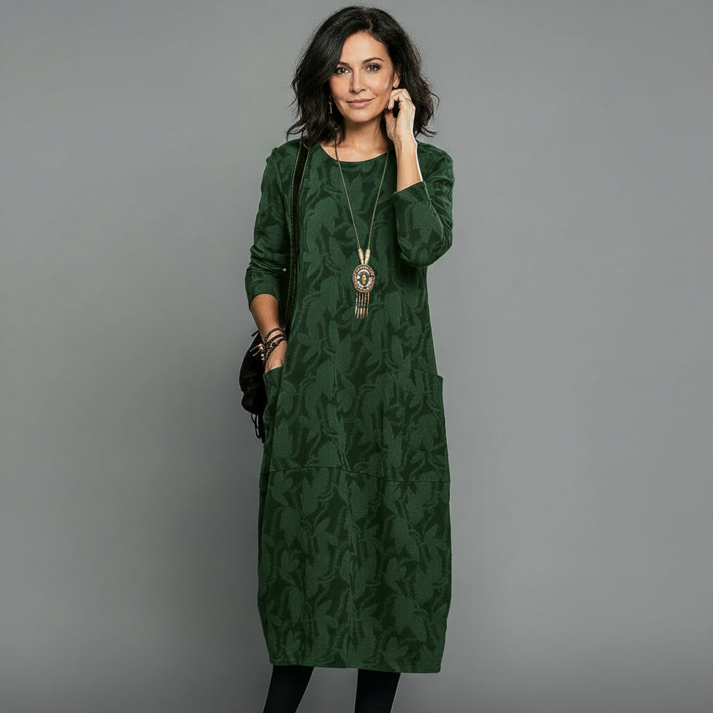 Alisson - スタイリッシュなカジュアルミディドレス