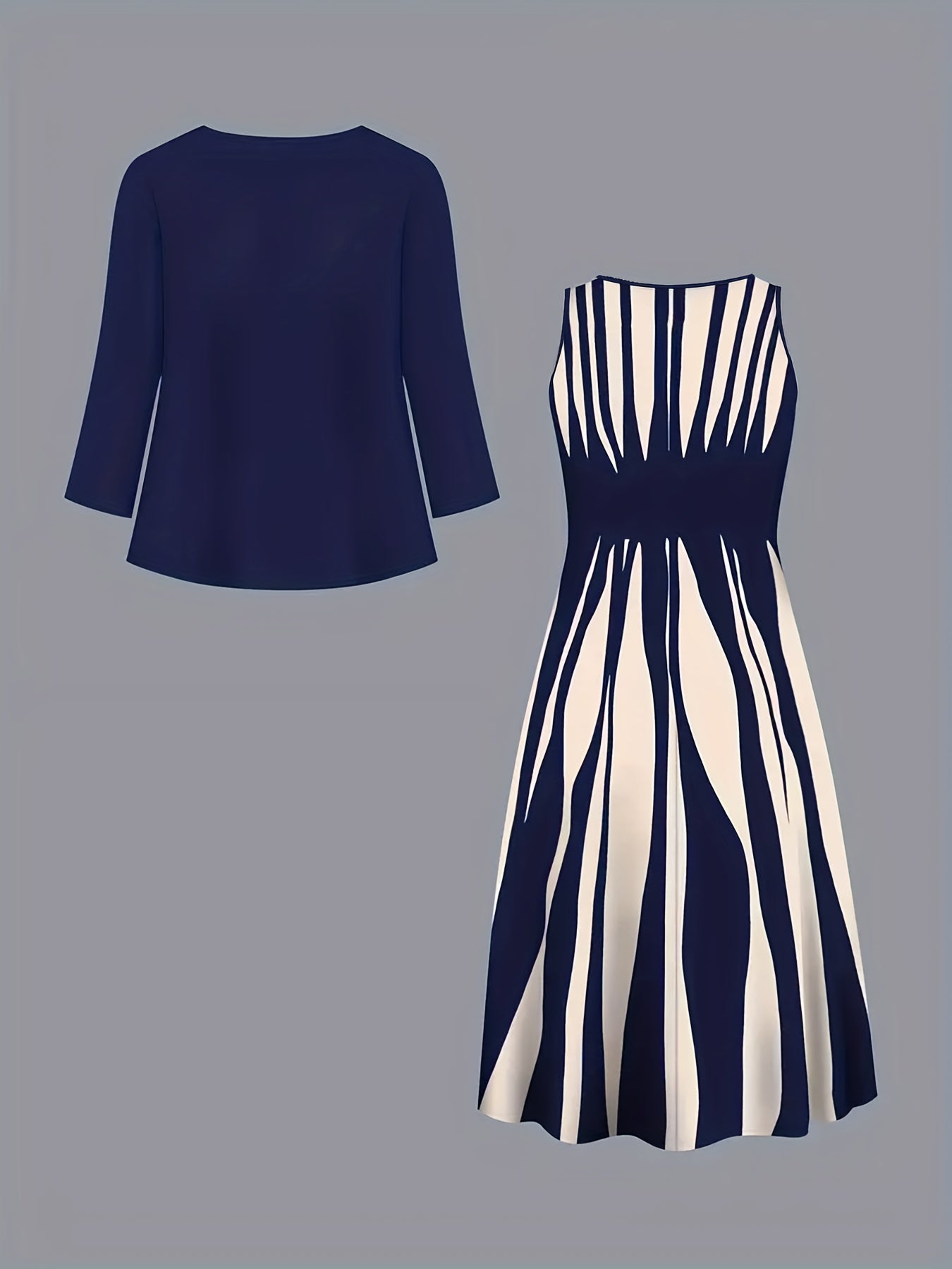 Zarabeth - スタイリッシュカジュアルミディドレス