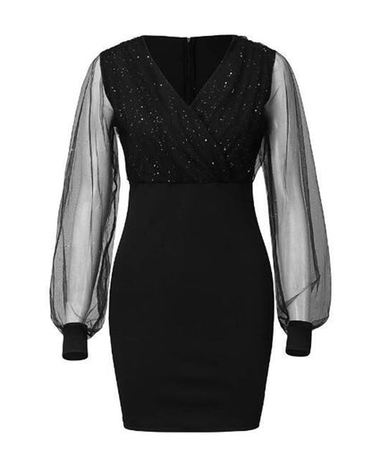 Enyella - エレガントカジュアルメッシュドレス