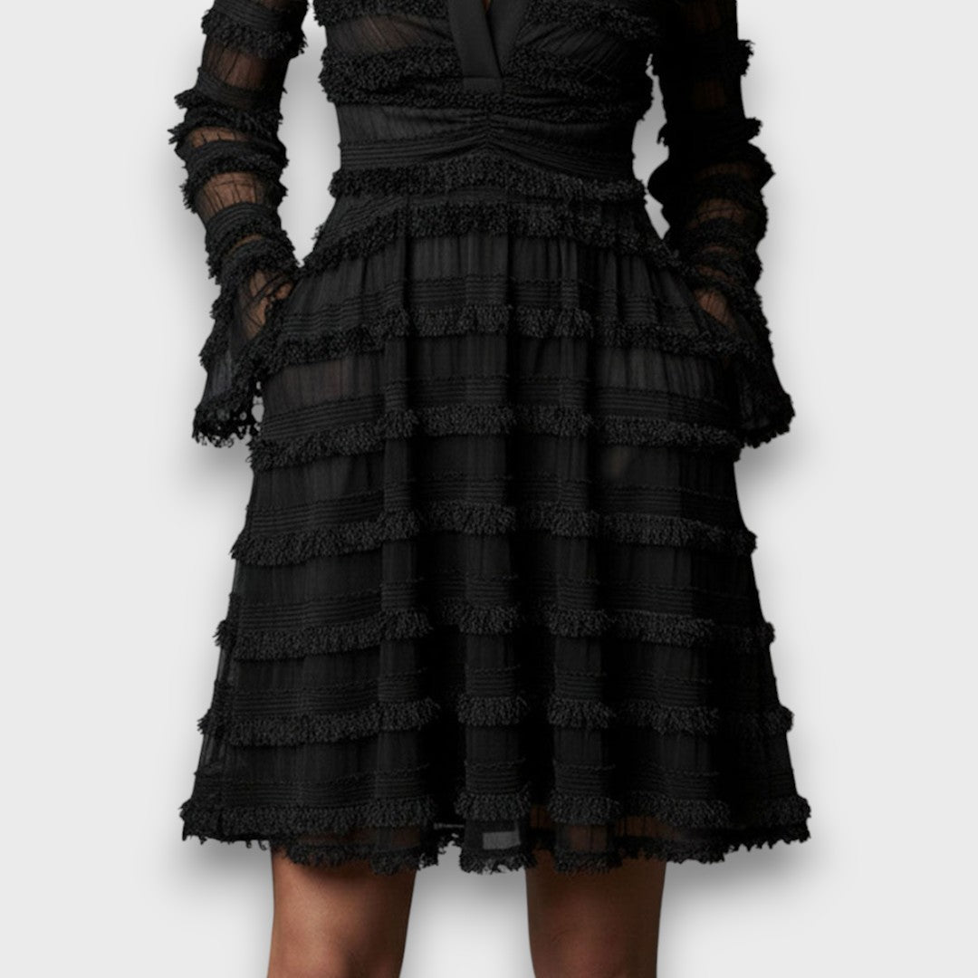 Zaienna - テクスチャー感のあるフリンジドレス