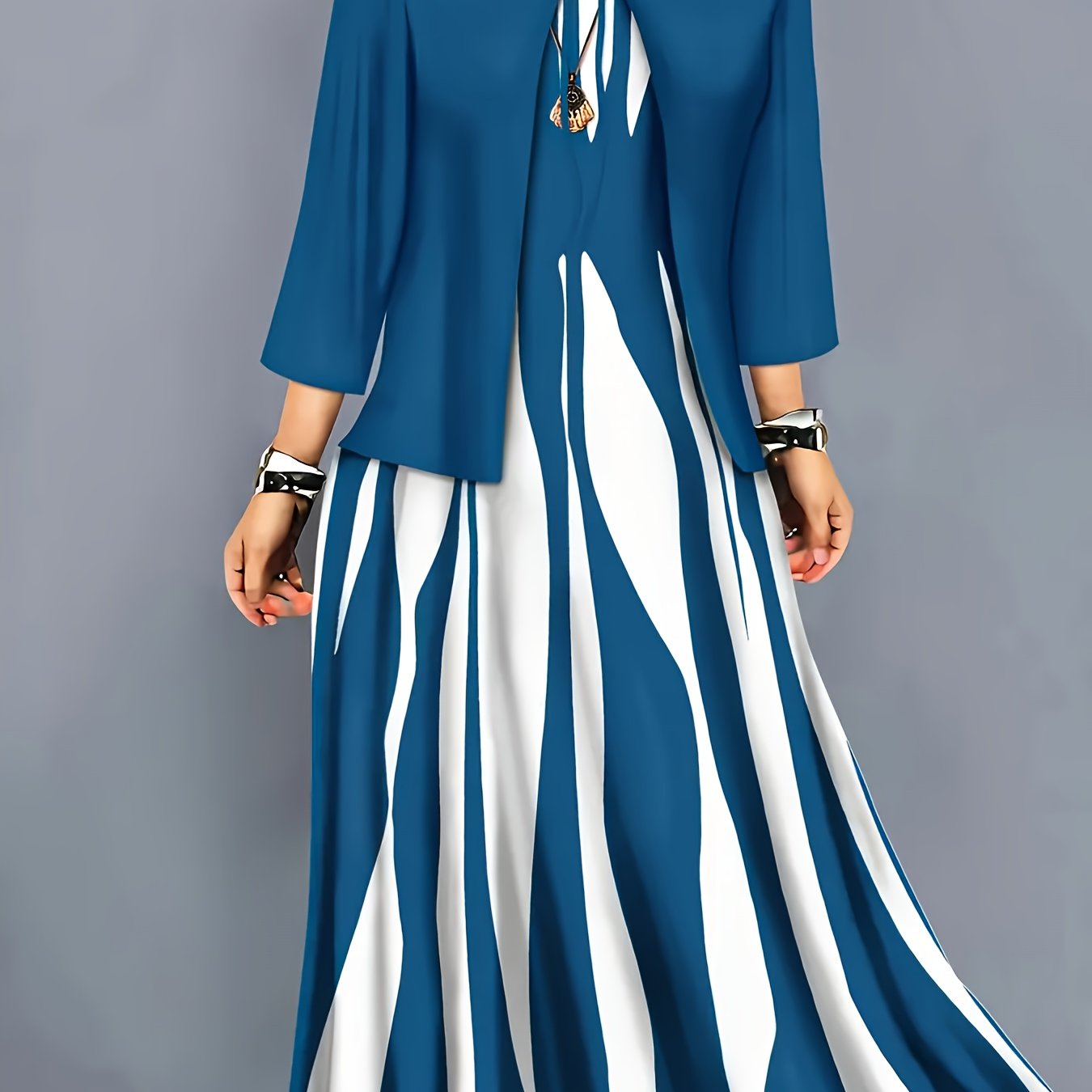 Zarabeth - スタイリッシュカジュアルミディドレス