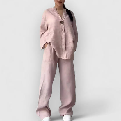 Leona - カジュアルスタイルのエレガントなツーピースセット