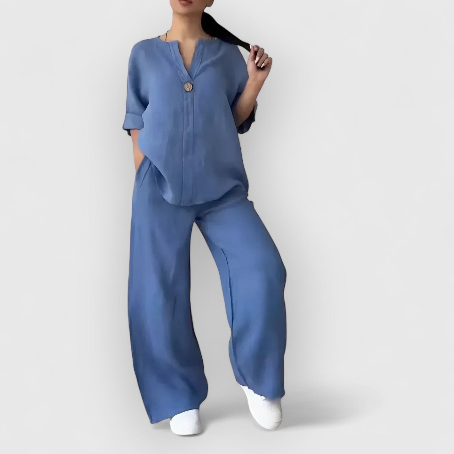 Leona - カジュアルスタイルのエレガントなツーピースセット