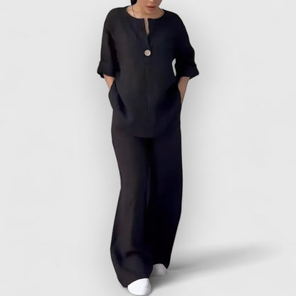 Leona - カジュアルスタイルのエレガントなツーピースセット